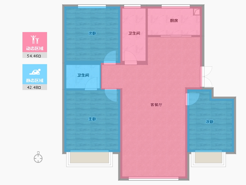 内蒙古自治区-通辽市-向阳新天地-94.40-户型库-动静分区