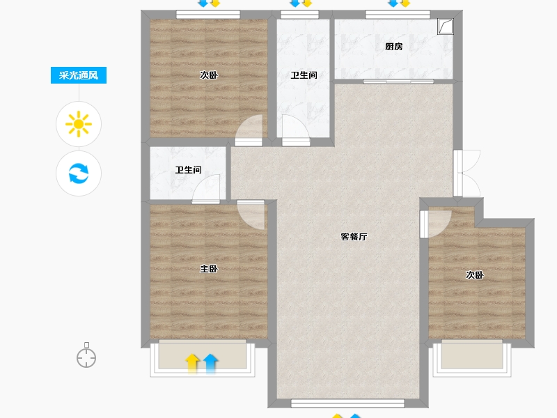 内蒙古自治区-通辽市-向阳新天地-94.40-户型库-采光通风