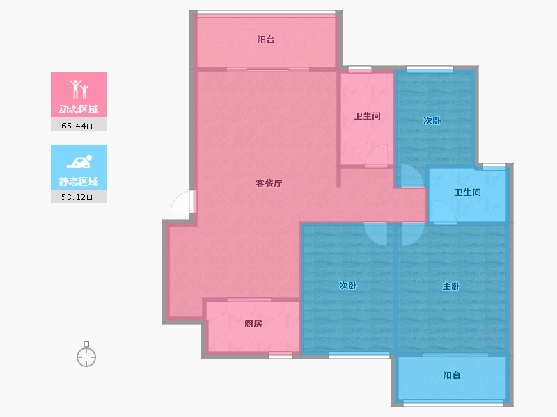 河北省-邯郸市-连城别苑-翠园-125.00-户型库-动静分区