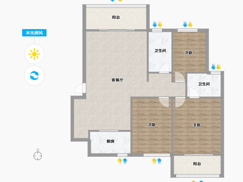 河北省-邯郸市-连城别苑-翠园-125.00-户型库-采光通风