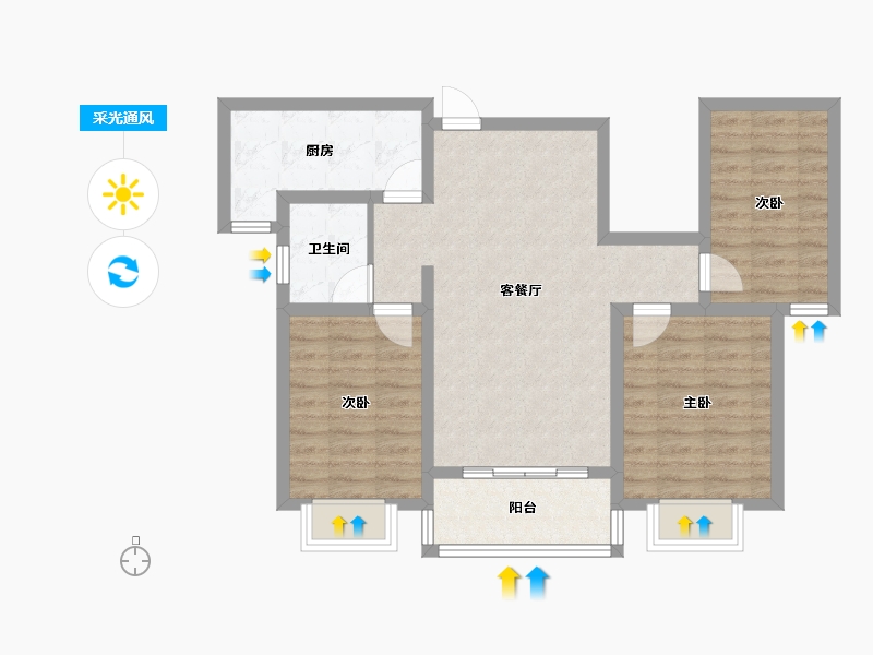 山西省-运城市-港府名都-93.07-户型库-采光通风