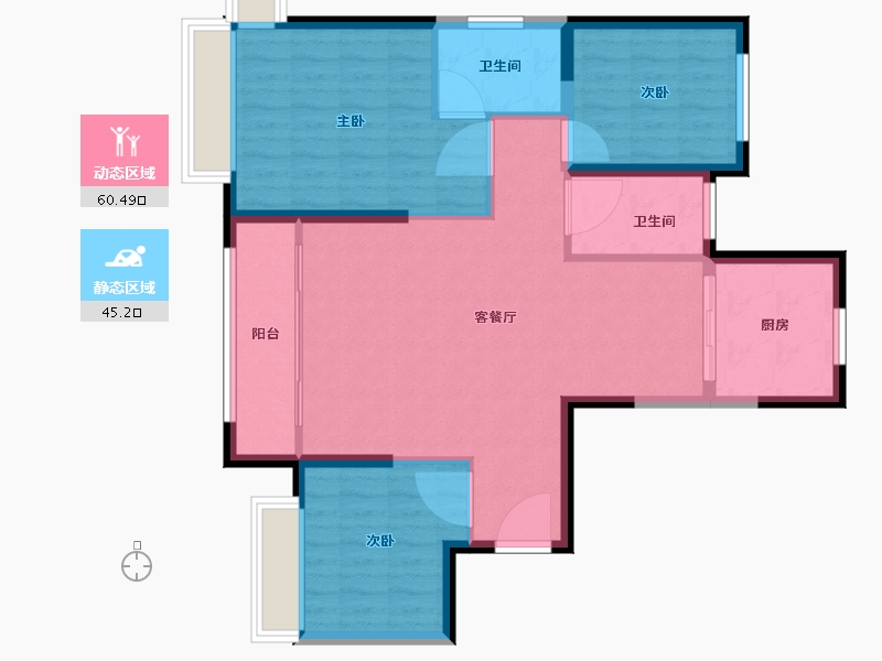 河北省-邯郸市-阳光东尚名庭-96.00-户型库-动静分区