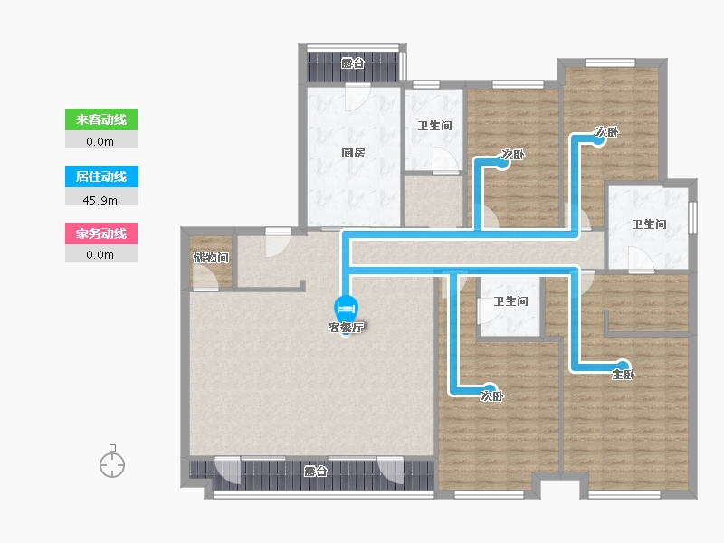 内蒙古自治区-呼和浩特市-伊泰华府晴翠-A区-151.43-户型库-动静线