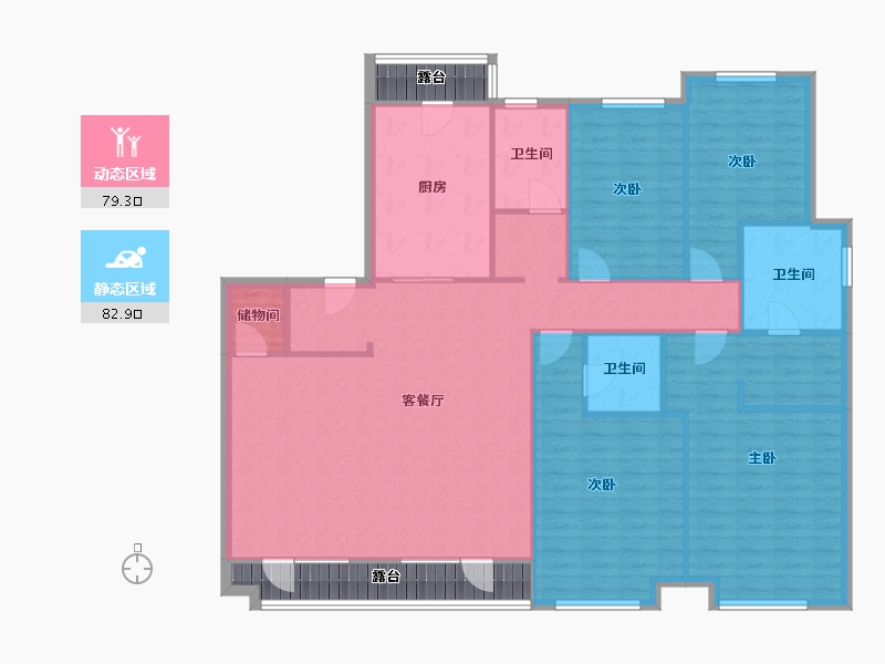 内蒙古自治区-呼和浩特市-伊泰华府晴翠-A区-151.43-户型库-动静分区