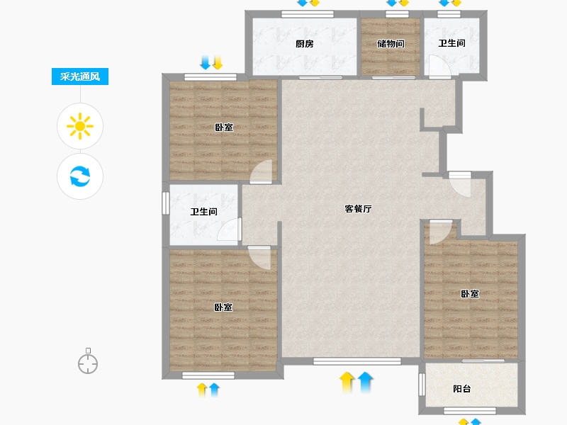 山东省-济南市-山水华府-122.40-户型库-采光通风