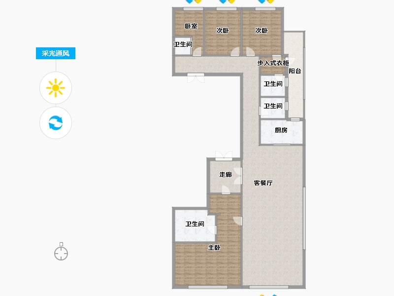 湖南省-长沙市-复地群玉山-200.06-户型库-采光通风