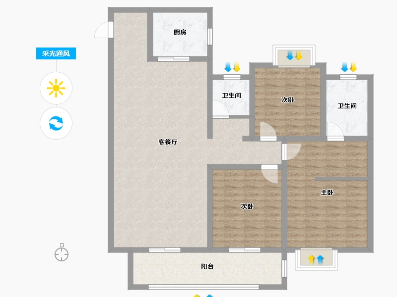 福建省-泉州市-侨城御景豪园-116.00-户型库-采光通风