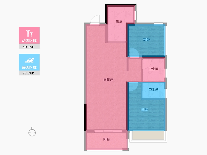 广东省-汕头市-中海观云府-66.40-户型库-动静分区