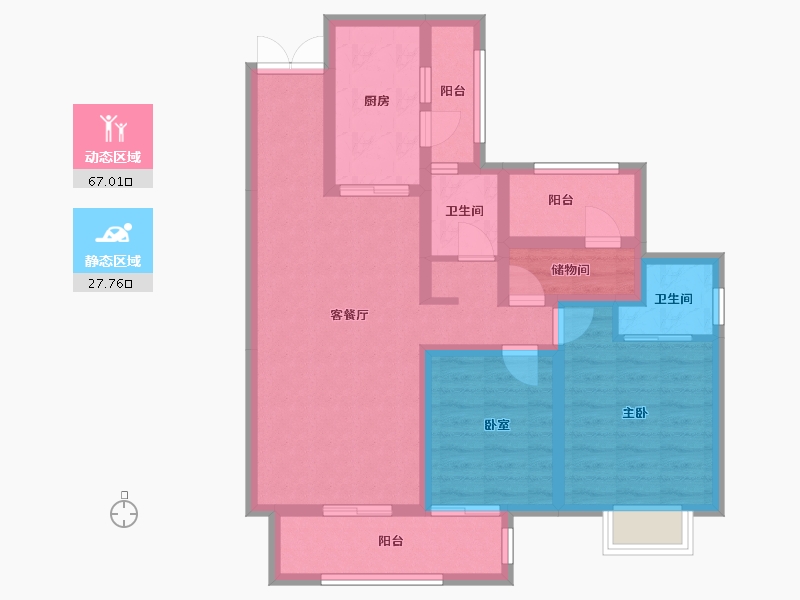 四川省-宜宾市-戎州兴城-85.60-户型库-动静分区