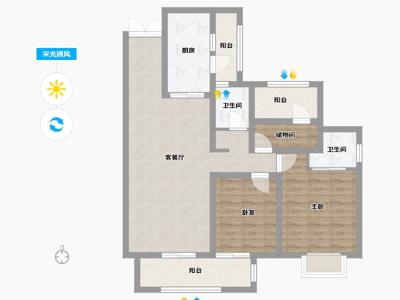 四川省-宜宾市-戎州兴城-85.60-户型库-采光通风