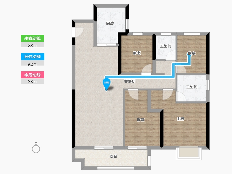 四川省-成都市-海伦堡玖悦府-105.26-户型库-动静线