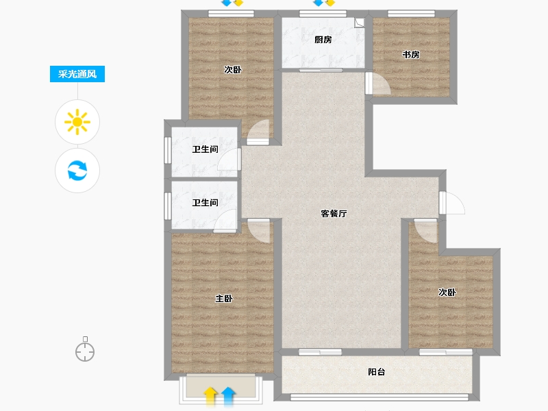 山东省-济宁市-壹号院-112.74-户型库-采光通风