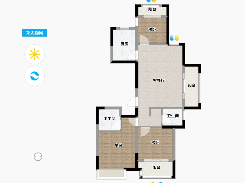 浙江省-丽水市-凯旋城-89.00-户型库-采光通风