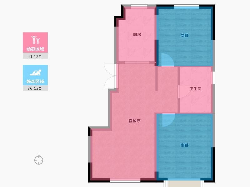 辽宁省-辽阳市-臻悦璟宸-66.40-户型库-动静分区