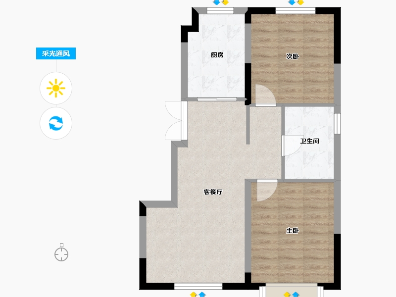 辽宁省-辽阳市-臻悦璟宸-66.40-户型库-采光通风