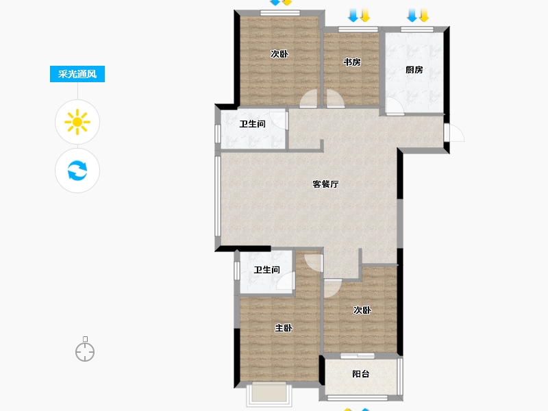 浙江省-宁波市-金水湖畔-113.00-户型库-采光通风