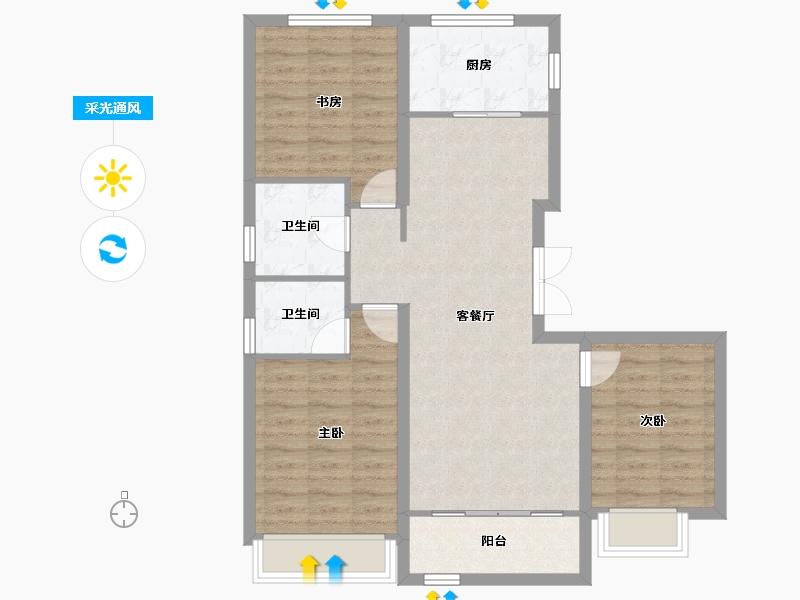 山西省-大同市-文瀛华庭-94.27-户型库-采光通风