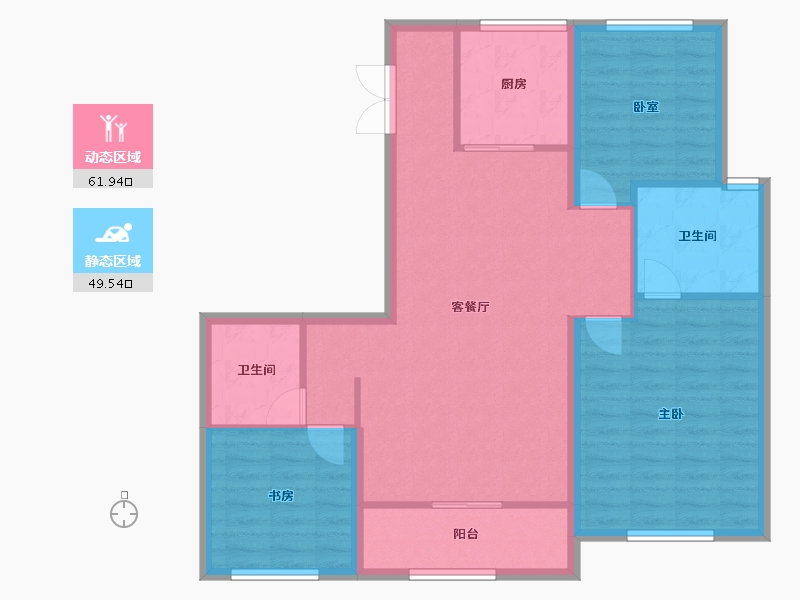 陕西省-咸阳市-沣河十里-101.60-户型库-动静分区