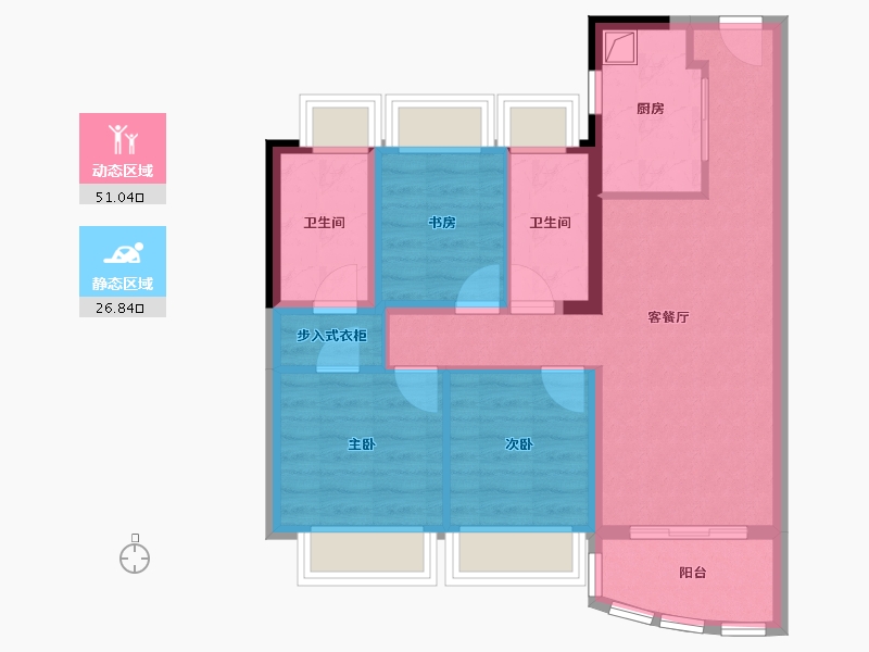 上海-上海市-御江廷-75.70-户型库-动静分区