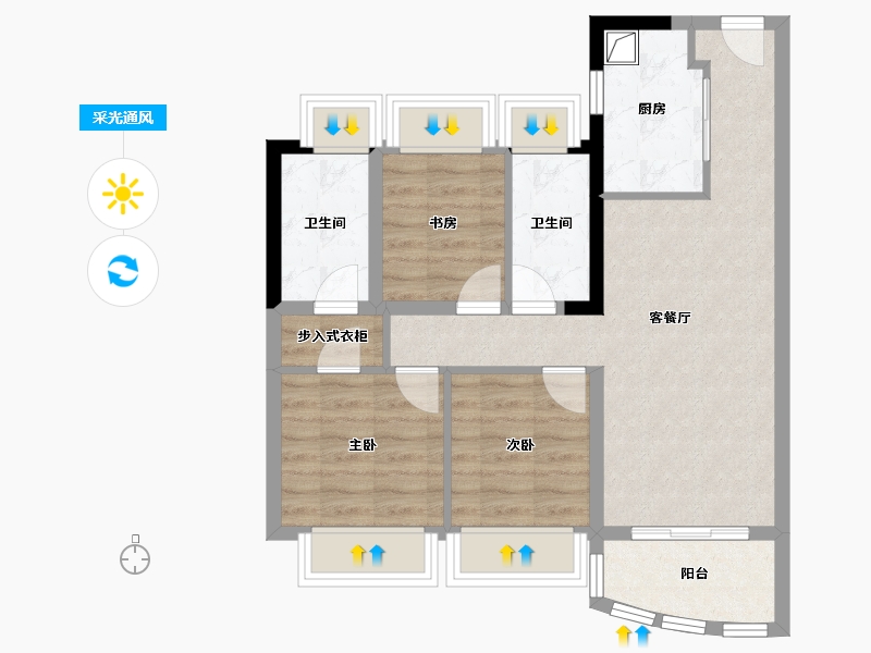 上海-上海市-御江廷-75.70-户型库-采光通风