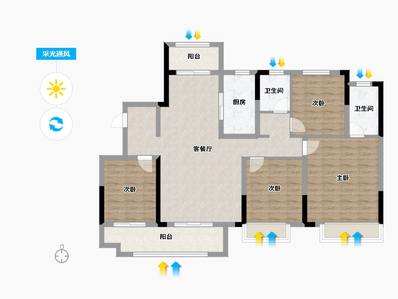 山东省-泰安市-五岳风华-114.40-户型库-采光通风