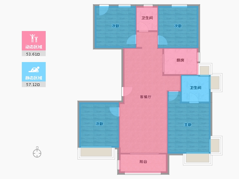 江苏省-苏州市-新湖明珠城香湖苑-106.10-户型库-动静分区