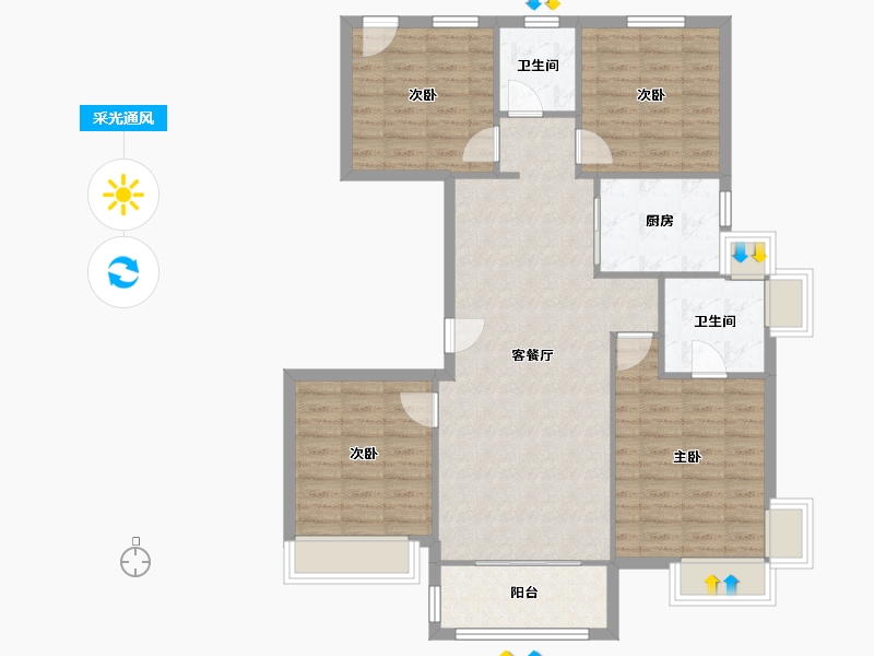 江苏省-苏州市-新湖明珠城香湖苑-106.10-户型库-采光通风