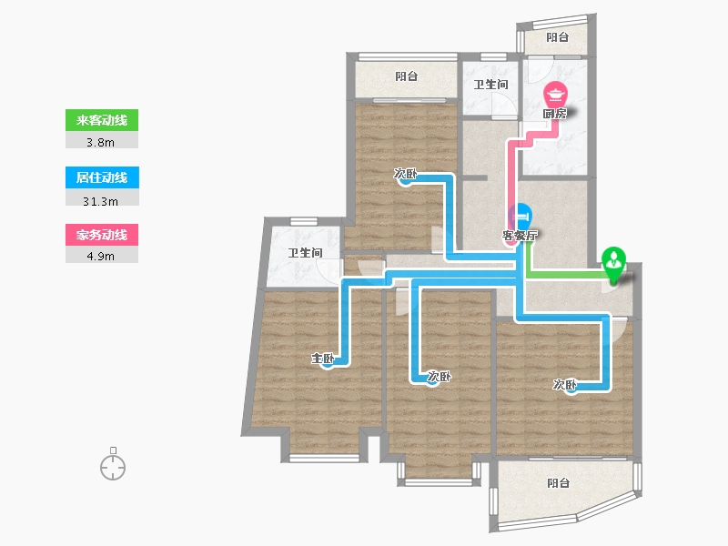 浙江省-杭州市-天运花园东区-112.72-户型库-动静线