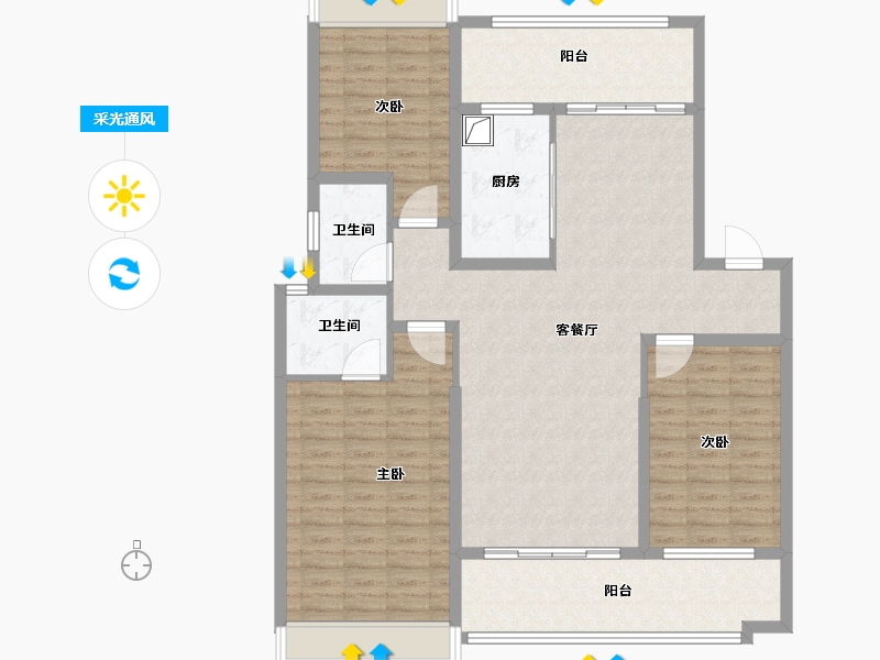 河南省-驻马店市-湖滨国际-125.95-户型库-采光通风