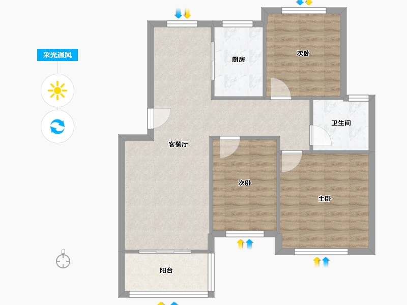 江苏省-苏州市-鼎尚花园-75.50-户型库-采光通风