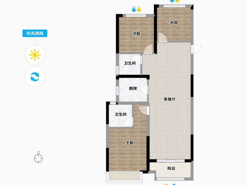 浙江省-温州市-横渎绣苑-90.00-户型库-采光通风