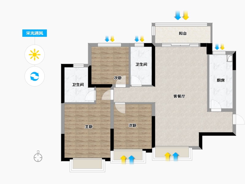 贵州省-贵阳市-金阳新世界珑誉-95.13-户型库-采光通风