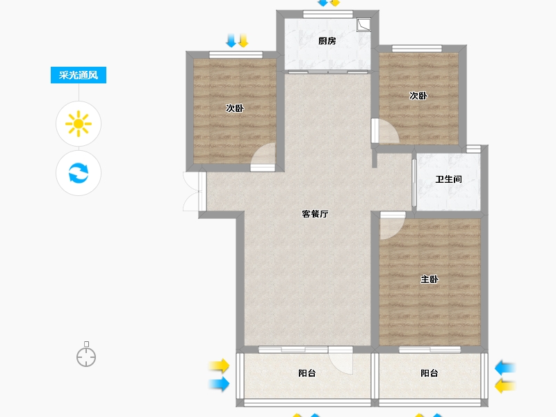 新疆维吾尔自治区-石河子市-天竺云锦-107.00-户型库-采光通风