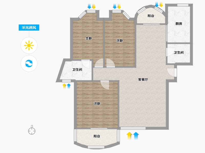 湖北省-武汉市-大江园南苑14号-106.40-户型库-采光通风