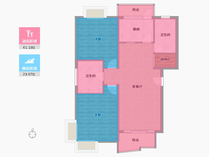 江苏省-南京市-紫沁园-87.99-户型库-动静分区