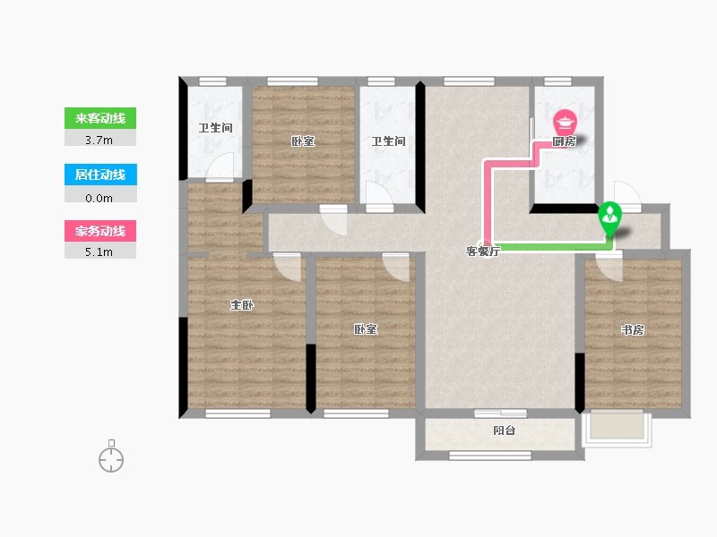 内蒙古自治区-赤峰市-书香苑-118.40-户型库-动静线