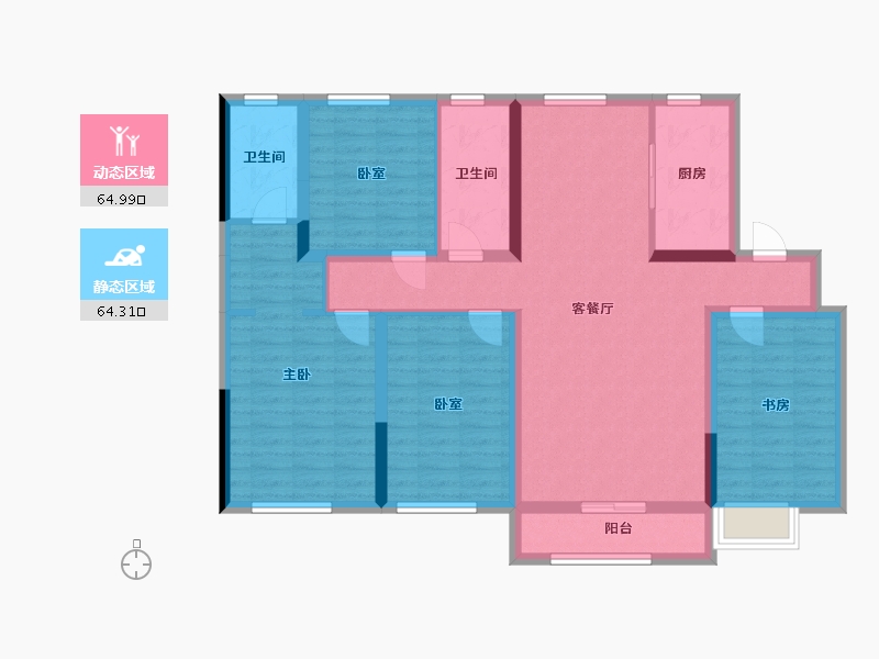 内蒙古自治区-赤峰市-书香苑-118.40-户型库-动静分区