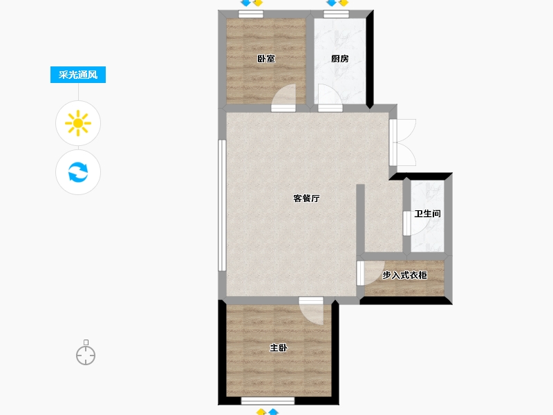 内蒙古自治区-通辽市-花语园-72.80-户型库-采光通风