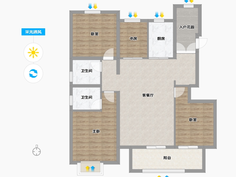 河北省-廊坊市-荣盛锦绣豪庭-101.73-户型库-采光通风