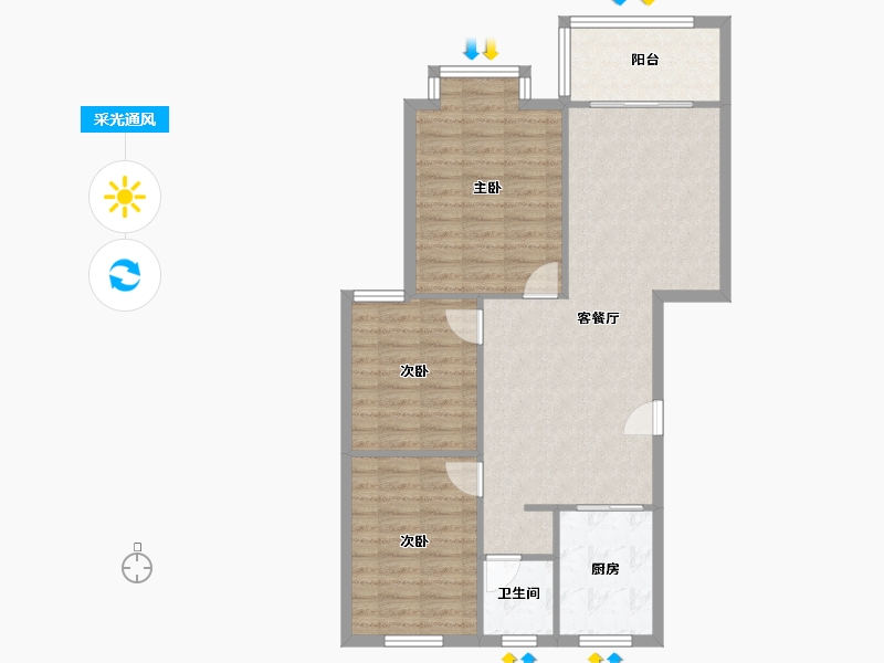 江苏省-淮安市-学府名门-92.00-户型库-采光通风