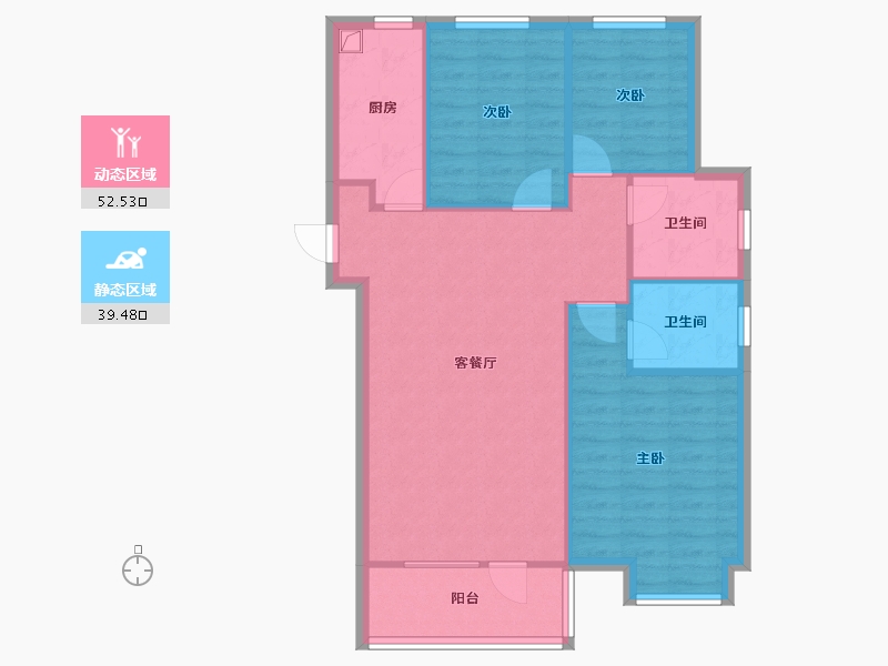 山东省-烟台市-福柳新居-85.00-户型库-动静分区