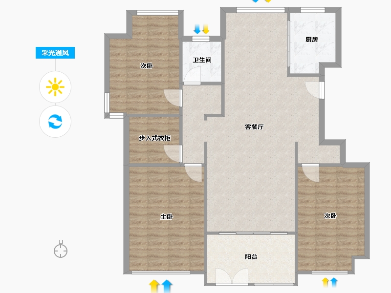 安徽省-阜阳市-皇府上郡-北区-103.13-户型库-采光通风