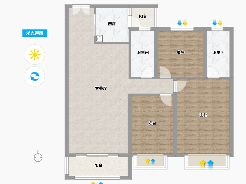 河南省-濮阳市-万基世纪城-103.20-户型库-采光通风