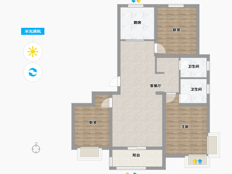 河北省-邯郸市-观澜城西区-93.00-户型库-采光通风