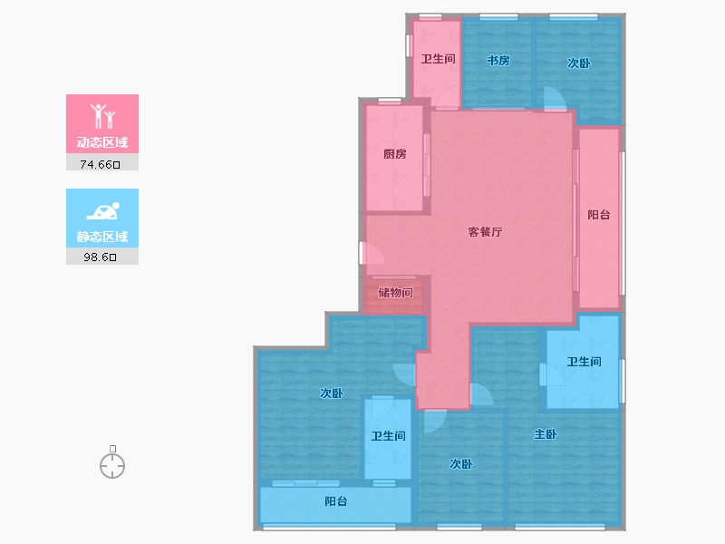 浙江省-杭州市-天澜海岸-142.40-户型库-动静分区