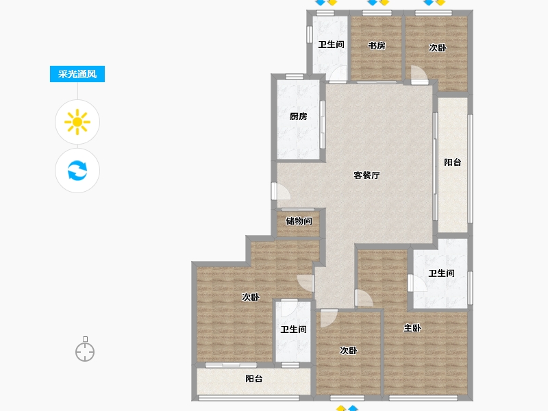 浙江省-杭州市-天澜海岸-142.40-户型库-采光通风