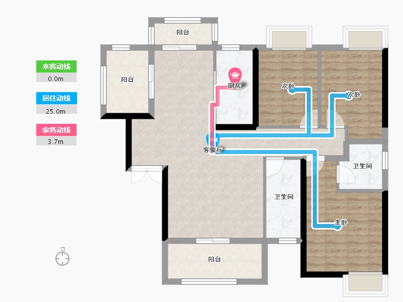 湖南省-湘潭市-金水湾3期-104.95-户型库-动静线