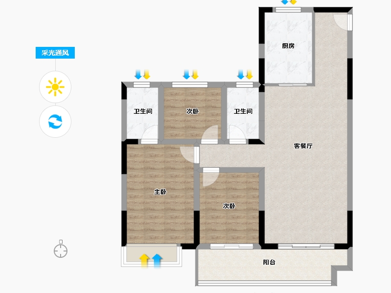 河南省-南阳市-建业森林半岛-95.88-户型库-采光通风