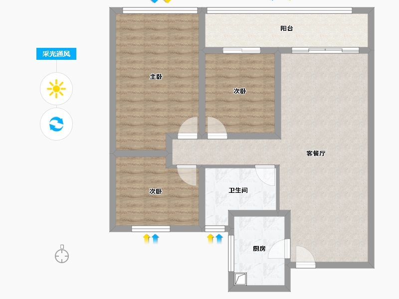 安徽省-淮北市-桂语苑-90.40-户型库-采光通风