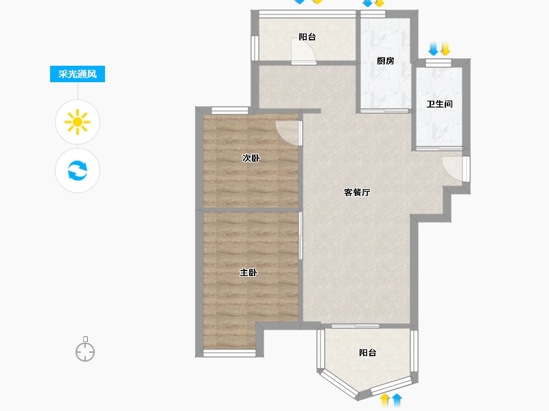 河南省-郑州市-瀚海思念城-67.00-户型库-采光通风